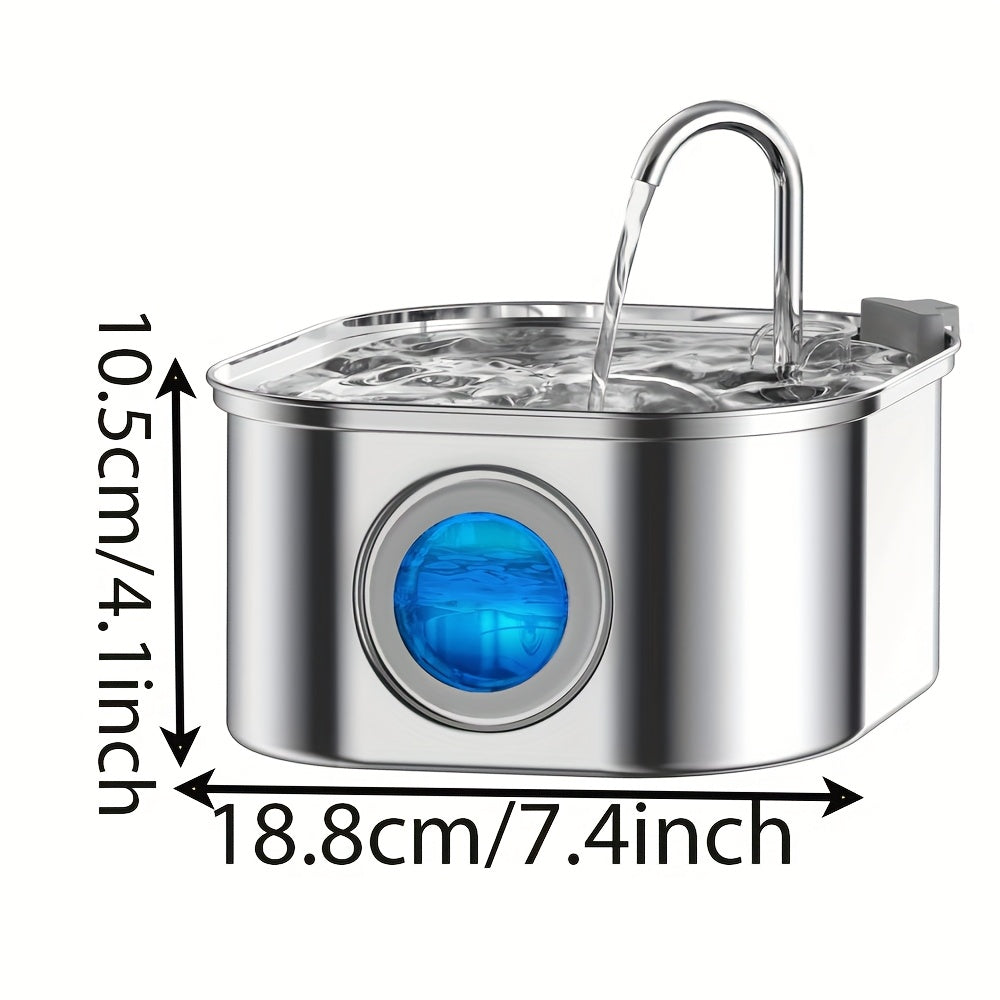 3.2L Automatic Cat & Dog Water Fountain – Stainless Steel Pet Water Dispenser with Multi-Filtration System, Visible Window, Motion Sensor, 2 Flow Modes, Silent Pump, Easy to Clean, for Cats Dogs Rabbits