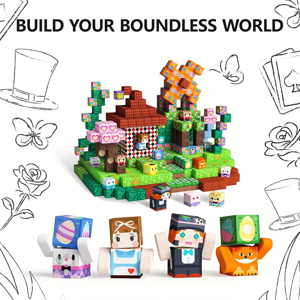100pcs Magnetic Building Blocks Set Creative Cube Tiles STEM Construction Toy for Kids Boys Girls Colorful Magnet Building Kit Birthday Christmas Halloween Winter Gift Ages 6+