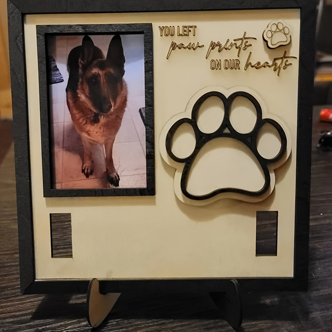 Wooden 3D Dog Paw Commemorative Sign - Pet Memorial Collar Decoration Plaque, Dog Remembrance Keepsake Wall Decor, Sympathy Gift for Dog Loss, Home Memorial Sign for Beloved Dogs