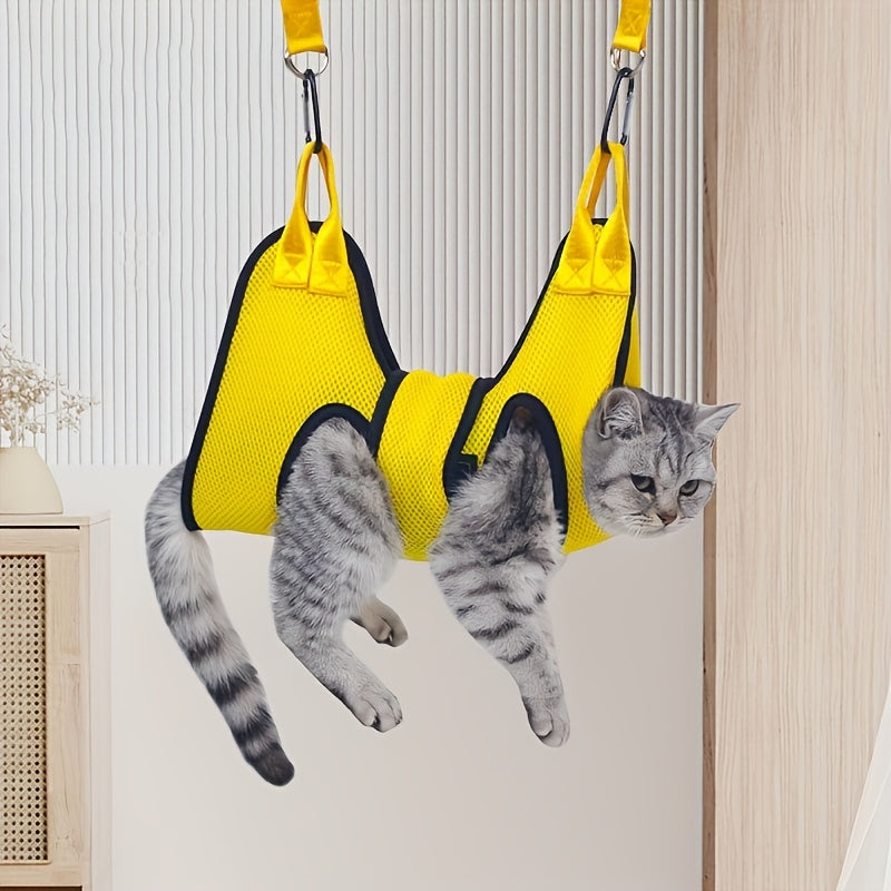 Dog Grooming Hammock – Breathable Hanging Pet Restraint Hammock for Nail Trimming, Bathing & Grooming Small Dogs & Cats, S/M/L Sizes, Hook & Loop Fastener 5-Piece Set