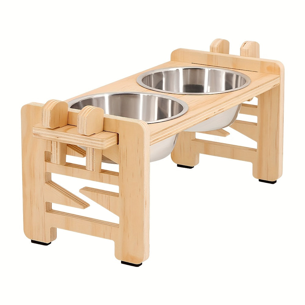 Elevated Dog Bowls Adjustable Raised Stand - Sturdy Pet Feeder with 2 Stainless Steel Dishes for Small Dogs, Puppies & Cats, Modern Height-Adjustable Dog Bowl Stand Promotes Healthy Posture & Digestion