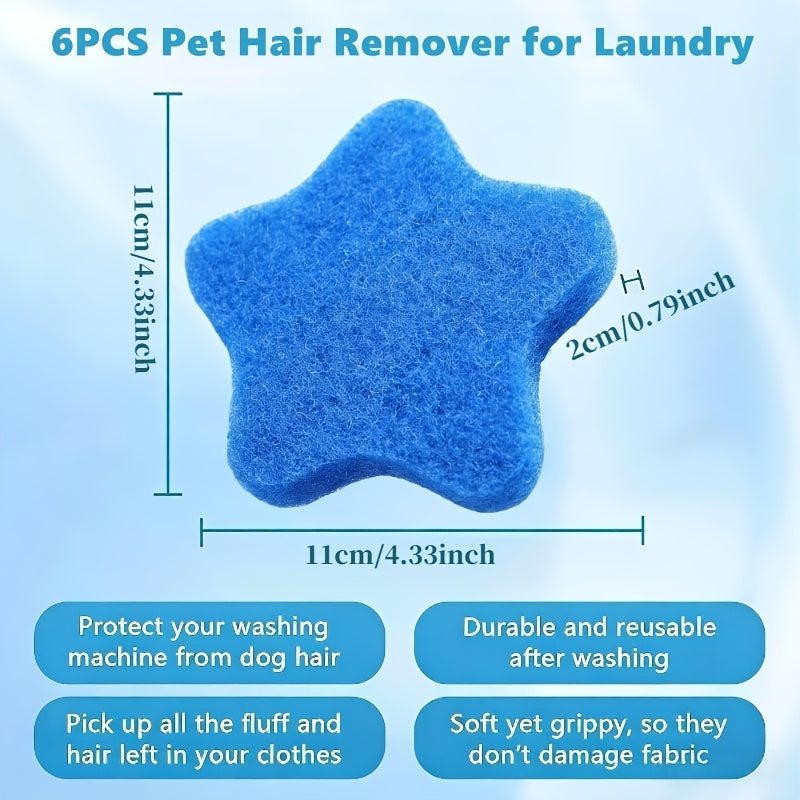 Pet Hair Remover for Laundry 6-Pack - Reusable Starfish-Shaped Washing Machine Filter Cleaner, Collects Pet Fur & Lint from Clothes in the Wash, Eco-Friendly Laundry Hair Catcher