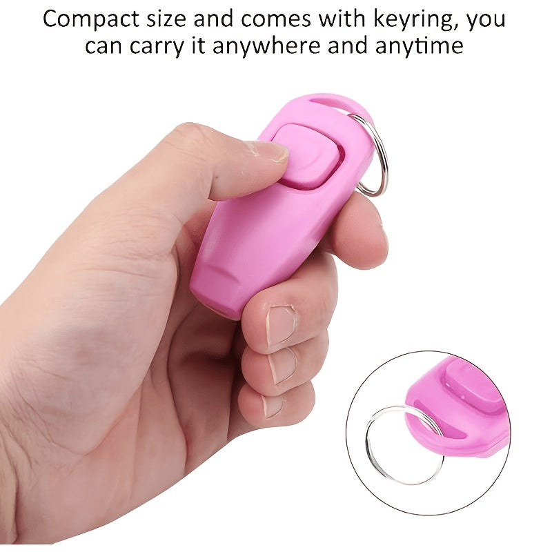 Dog Training Clicker 2 Pack - Professional Pet Clicker Trainer for Dogs Puppies and Cats, Positive Reinforcement Dog Obedience Training Tool with Wrist Strap, Pink and Red