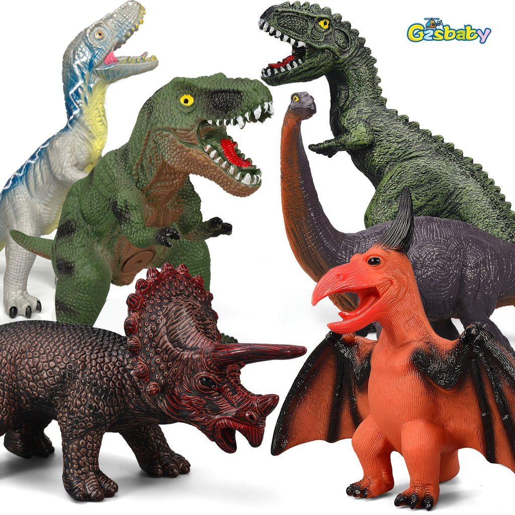 Realistic Soft Rubber Dinosaur Toy Figures for Kids - Choose Tyrannosaurus Rex, Triceratops, Pterodactyl, Brachiosaurus, Acanthosaurus or Combo, Durable Dino Playset for Boys and Girls, Birthday Christmas Gift