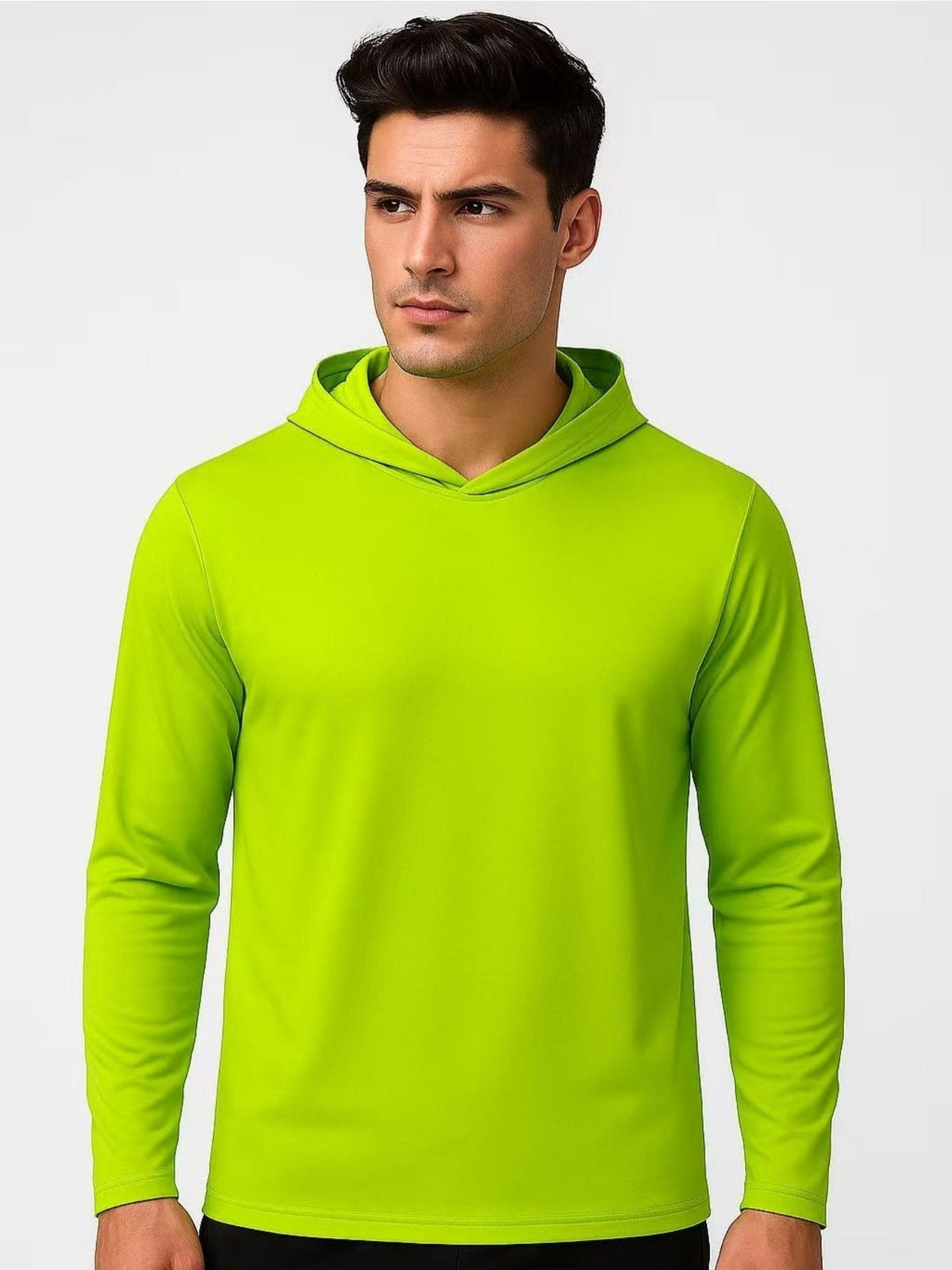 Men's UPF 50+ Sun Protection Hoodie Shirt 3-Pack Long Sleeve Moisture-Wicking Quick-Dry Breathable Outdoor Performance T-Shirt for Hiking Fishing Running – Sizes S to XXXL, Fluorescent Yellow
