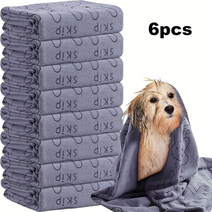 Dog Towels for Bathing Set of 6 - Quick-Dry Microfiber Dog Bath Towels, Super Absorbent Polyester Grooming Towel for Small Medium Large Breeds, Soft Pet Drying Towel Multi-Pack