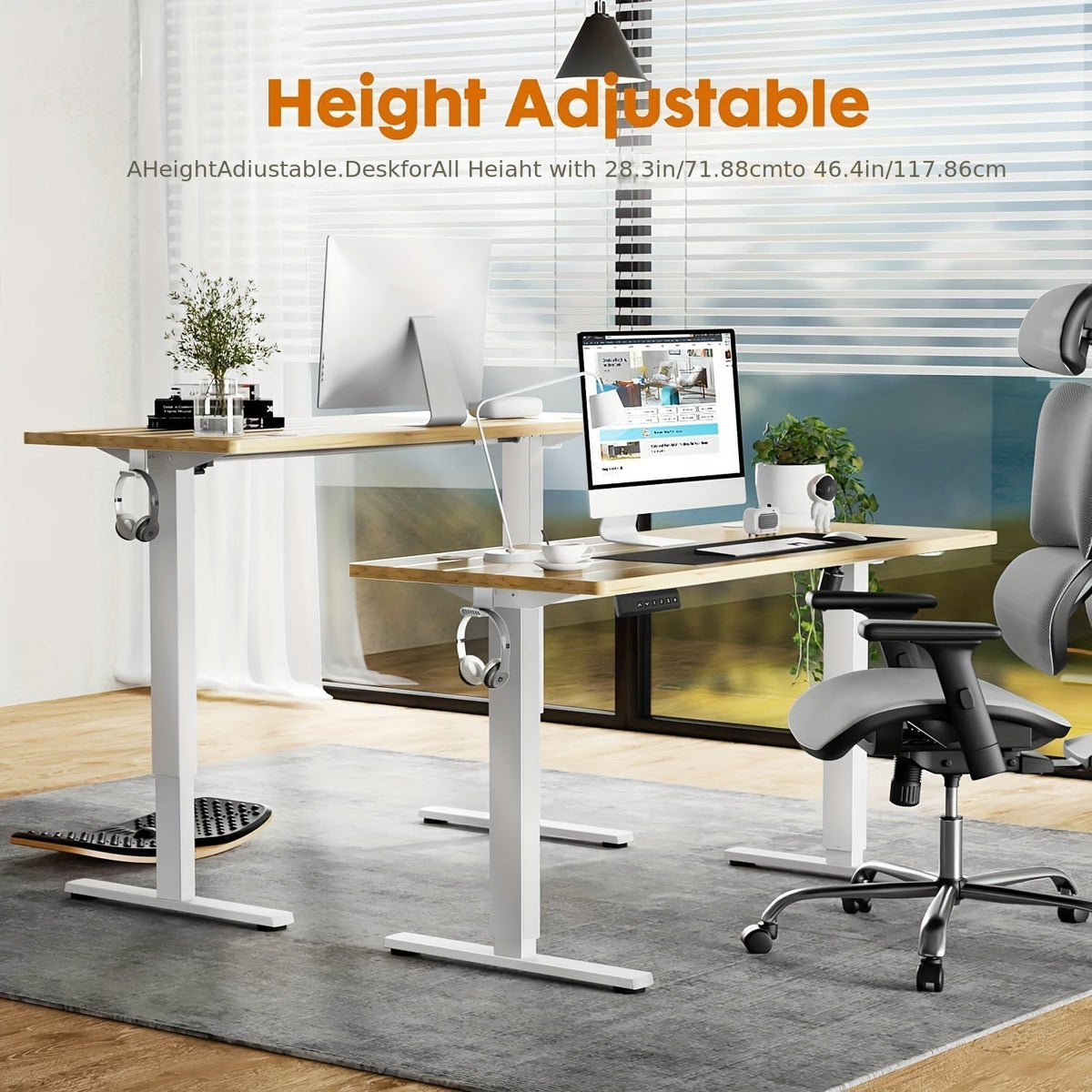 Electric Standing Desk Adjustable Height 40 48 55 63 Inch – Sit Stand Up Desk with Memory Controller & Anti-Collision, Ergonomic Home Office Gaming Workstation, Multiple Colors & Sizes