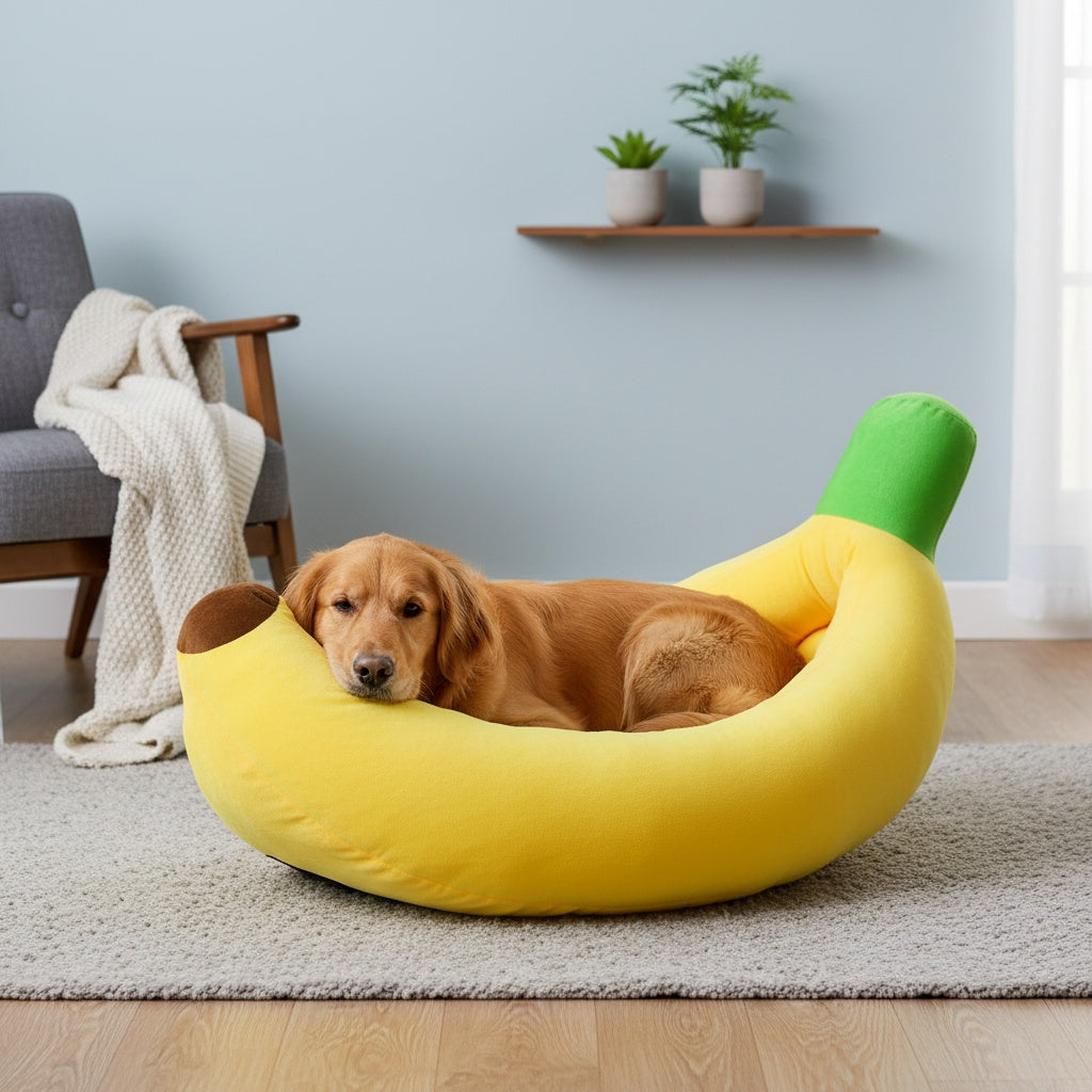 Banana Boat Pet Bed Washable Warm Cozy Nest for Cats and Dogs Cute Banana Shape Removable Machine Washable Sizes M L XL 2XL for Small and Medium Pets