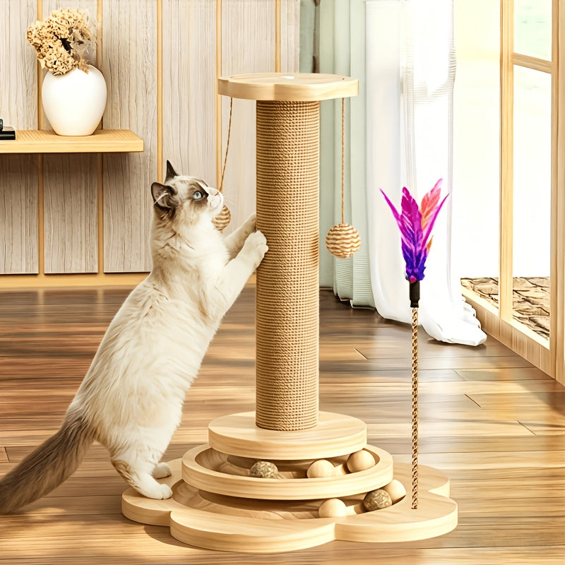 Cat Scratching Post & Cat Tree – Solid Wood Sisal Scratcher, Multiple Styles: Mushroom, Dolphin, Velvet, Hammock & Standing Board, Sizes S/M/L/XXXL for Cats of All Ages
