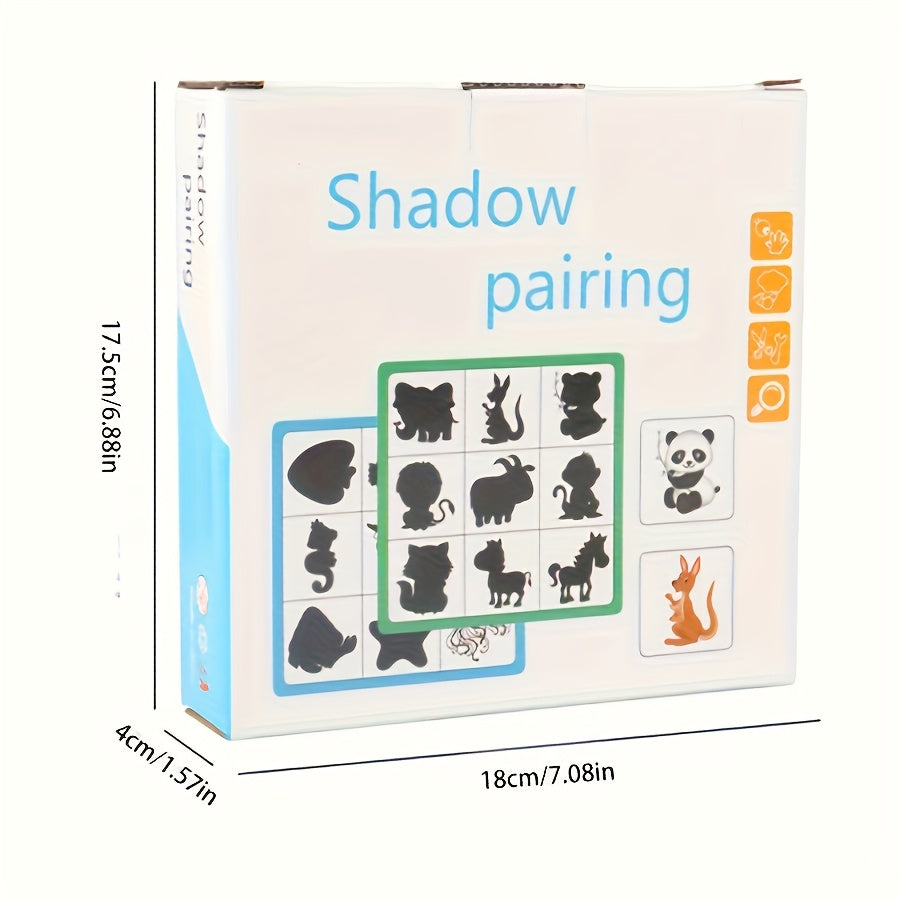 Brain Training Shadow Matching Wooden Puzzle Blocks Find the Difference Game STEM Educational Toy for Kids Ages 3+ Montessori Cognitive Development Gift Boys Girls