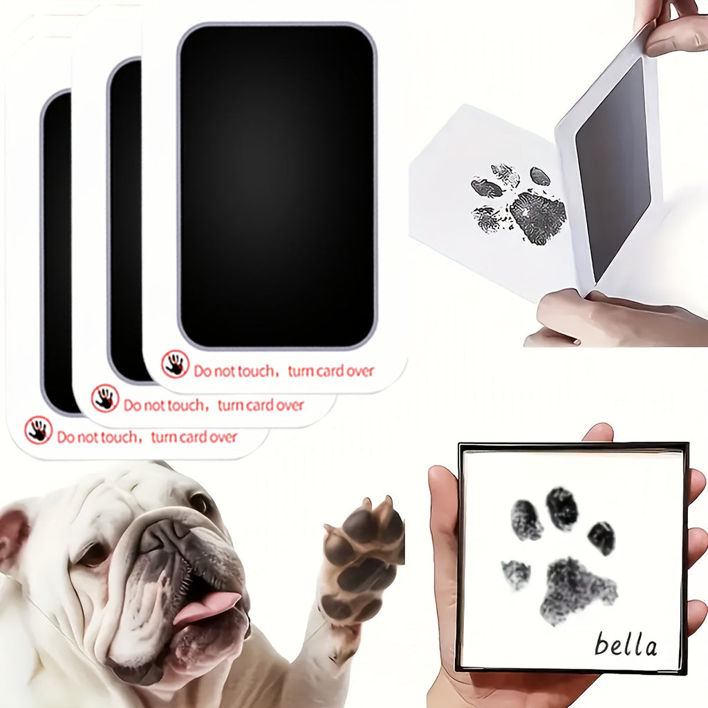 Pet Paw Print Ink Mat Kit 8pcs (4 Boxes) – Quick-Dry Black Ink Paw Print Keepsake for Cats & Dogs, Easy Clean Memorial Craft, Christmas Gift for Pet Owners