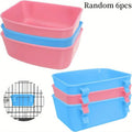 Bird Cage Hanging Feeder 6-Pack - Universal Plastic Food & Water Container Bath Water Bowl for Parrots Budgies Canaries & Small Birds, Clip-On Cage Feeder Cups (Random Colors)