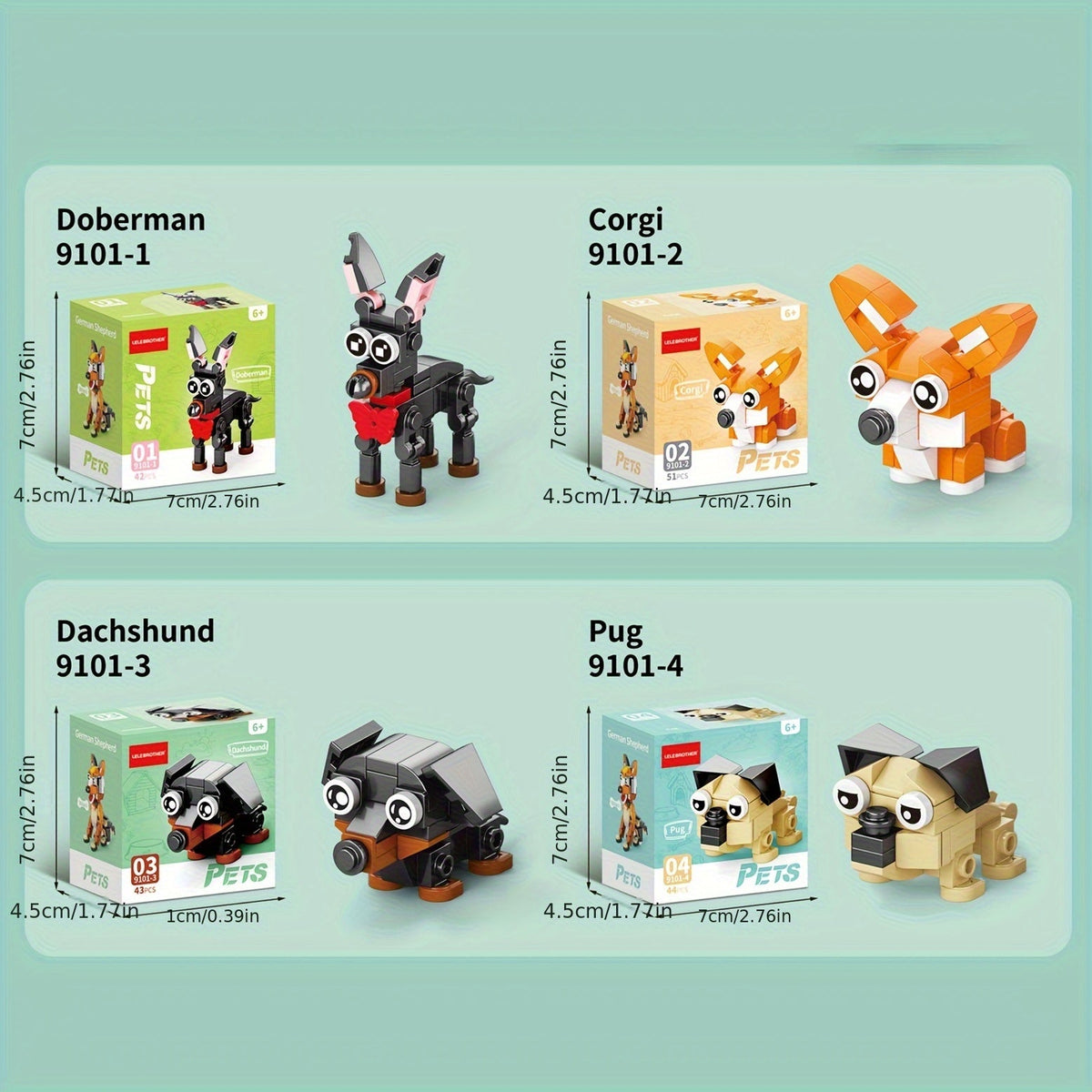 10-in-1 Mini Cute Pet Series Building Block Set – STEM Assembly Toy, 10 Small Models or 1 Large, Kids Gift for Birthday Christmas Halloween Thanksgiving, Desktop Ornament