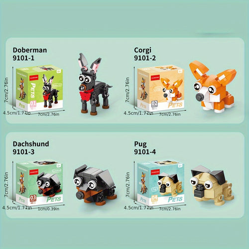 10-in-1 Mini Cute Pet Series Building Block Set – STEM Assembly Toy, 10 Small Models or 1 Large, Kids Gift for Birthday Christmas Halloween Thanksgiving, Desktop Ornament