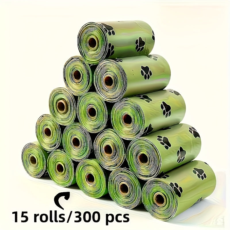 Dog Poop Bags 300 Count 15 Rolls - Thick Leak-Proof Pet Waste Bags with Cute Claw Print Design, Durable Bulk Dog Waste Bags for Outdoor Walks, Parks & Travel, Biodegradable-Friendly Pet Cleanup Bags