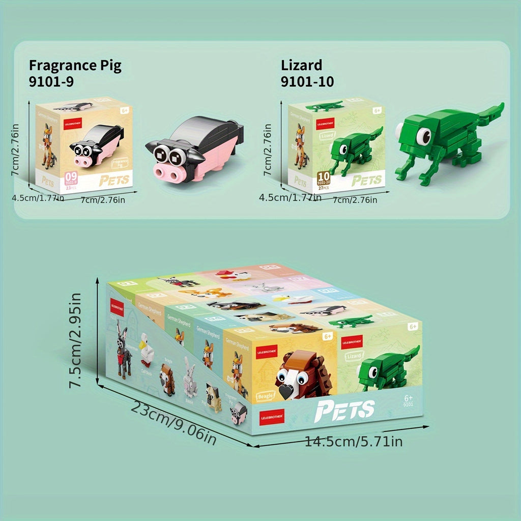 10-in-1 Mini Cute Pet Series Building Block Set – STEM Assembly Toy, 10 Small Models or 1 Large, Kids Gift for Birthday Christmas Halloween Thanksgiving, Desktop Ornament