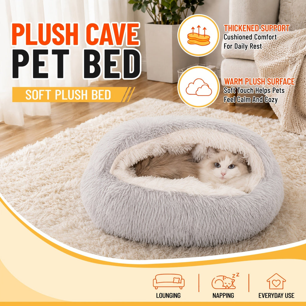 Shell Shaped Pet Bed Semi-Enclosed Warming Nest – Upgraded Thickened Version 2.0 with Soft PP Sponge & Oxford Fabric, Cozy Winter Dog House for Cats & Puppies, Small Medium Large Indoor Pet Cave Bed