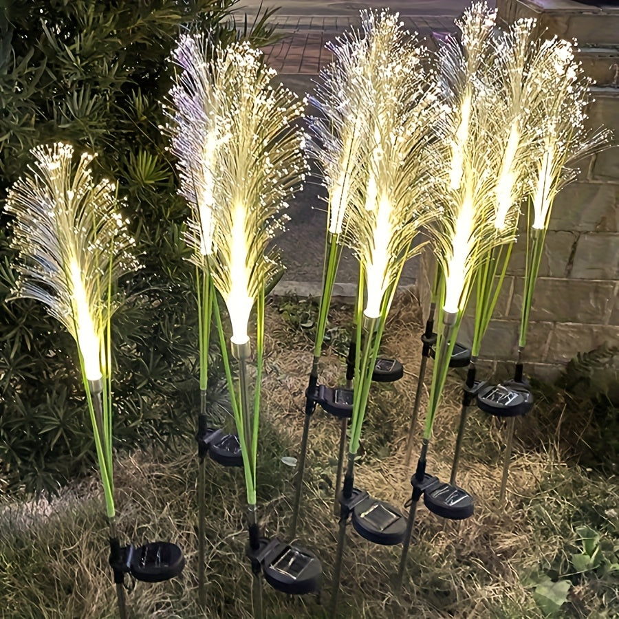 Solar Powered Golden Grass Garden Lights – Energy-Efficient Outdoor Decorative Stake Lights for Yard, Patio & Balcony, Nickel Battery, Semi Flush Mount, Available in 1pc or 2pcs