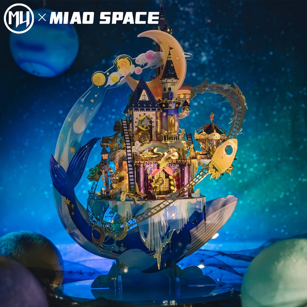 3D Metal Puzzle Starry Amusement Park Model Kit - Educational Brain Teaser Craft for Adults, Handcrafted Desk Decor, Unique Birthday Christmas Gift for Women, Girlfriend, Teen - Star Playground