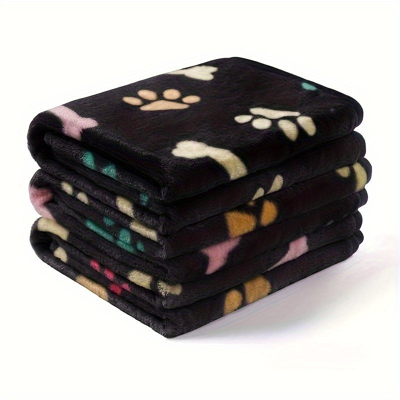 Cozy Bone-Pattern Dog Blanket for Small & Medium Dogs - Soft Warm Machine-Washable Pet Bedspread for Kennels, Crates, Sofas & Beds, Comfortable All-Season Dog Throw Blanket