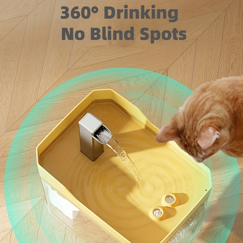 Ultra-Quiet USB Pet Water Fountain – Automatic Circulating Fresh Water for Cats & Dogs, 4-Stage Filtration, Visible Water Level Window, No Battery Needed, Home & Travel