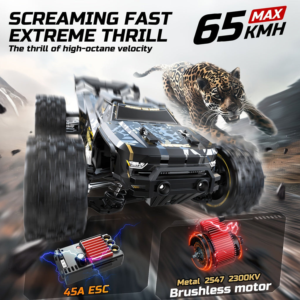 1:10 Brushless RC Car for Adults 37+ MPH - 4WD High Speed Off-Road Monster Truck, 2x3S 11.1V Battery 40-Min Runtime, Metal Gear Servo, Oil-Filled Shocks, Extra Swing Arms | Professional RC Crawler Gift