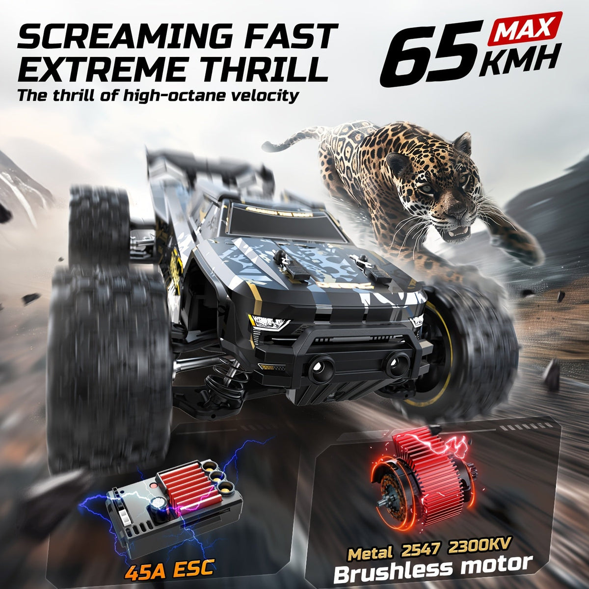 1:10 Brushless RC Car for Adults 37+ MPH - 4WD High Speed Off-Road Monster Truck, 2x3S 11.1V Battery 40-Min Runtime, Metal Gear Servo, Oil-Filled Shocks, Extra Swing Arms | Professional RC Crawler Gift