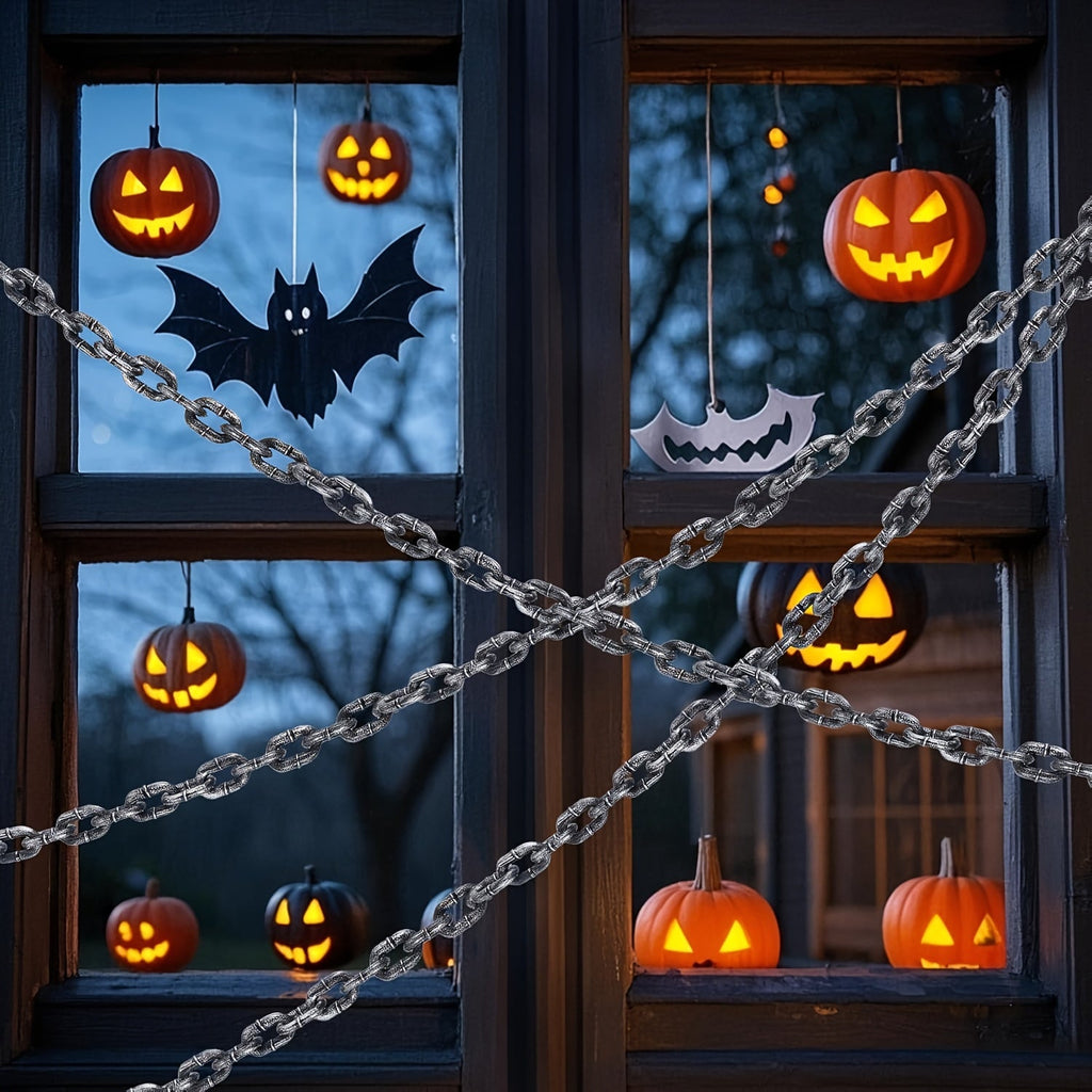 6-Foot Halloween Plastic Chain Decoration - Spooky Costume Accessory & Haunted House Prop, Gothic Party Decor for Indoor & Outdoor Use, Halloween Trick-or-Treat & Costume Accessory for Kids & Adults