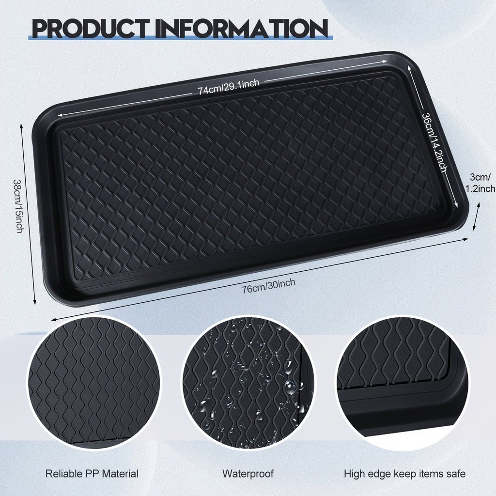 Waterproof Dog Feeding Mat 6pc - Anti-Slip Pet Food Bowl Mat Tray 30x15x1.2 Inch for Dogs Cats Indoor Outdoor Floor Protection - Multi-Purpose Boot Tray Shoe Mat Black