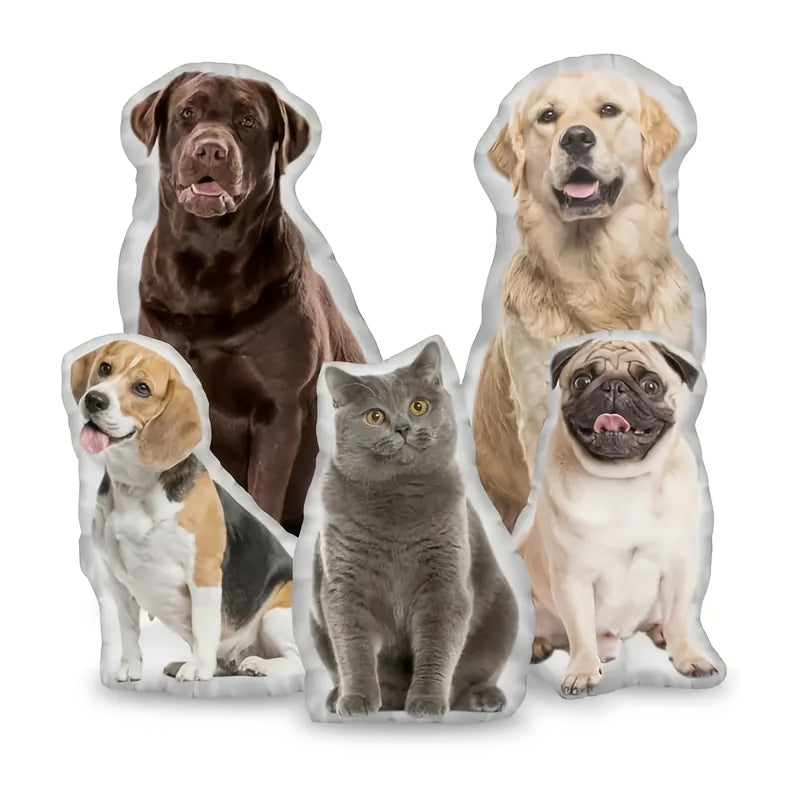 Custom Pet Photo Shaped Pillow – Personalized Dog & Cat Face Stuffed Cushion with Filling + Heart Keychain Option – Pet Memorial Gift, Birthday & Christmas Present for Pet Lovers