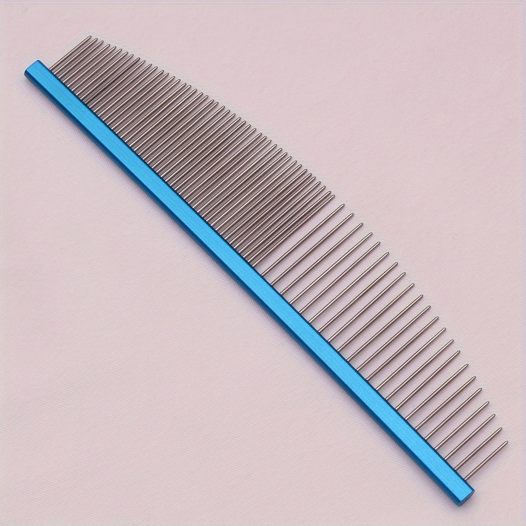 Pet Hair Removal Comb Metal Grooming Brush for Dogs & Cats - Aluminum Handle Deshedding Comb for Loose Floating Fur, Durable Anti-Static Pet Detangling Comb for Long & Short Coats, Crescent Design