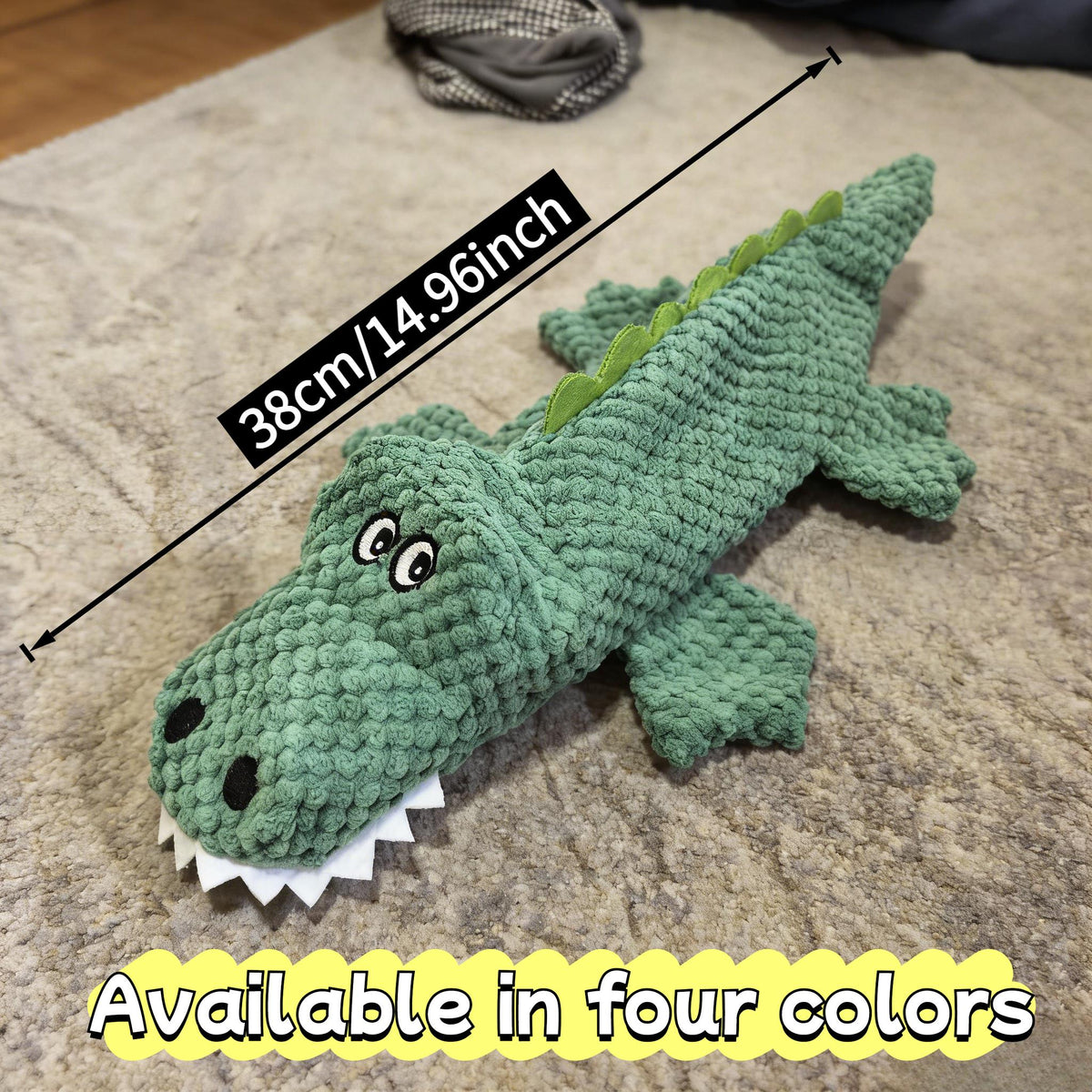 Crocodile Squeaky Plush Dog Toy with Crinkle Paper & BB Sound - Unstuffed Chew-Resistant Dog Toy for Small to Medium Dogs, 4 Colors, Anti-Boredom Interactive Pet Toy, Dog Birthday & Holiday Gift