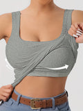 Women's Scoop Neck Tank Top Removable Chest Padding Slim Fit Casual Summer Sleeveless Top 8 Colors XS-XL