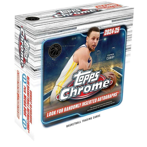 2024-25 Topps Chrome Basketball Mega Box - 42 Trading Cards, 10 Exclusive Blue Refractors, 6 Toploaders, StreetCards Magnet | Look for Autographs, Advisory & Dippers SSP Cards | 7 Packs Per Box