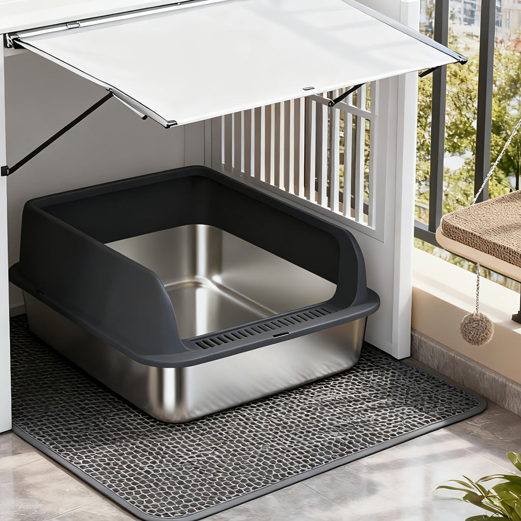 Stainless Steel Cat Litter Box – Odor-Proof High-Sided Metal Litter Tray, Non-Stick Anti-Scratch Leak-Proof Design, Easy to Clean Indoor Cat Toilet for Large, Medium & Small Cats, Multiple Sizes & Colors