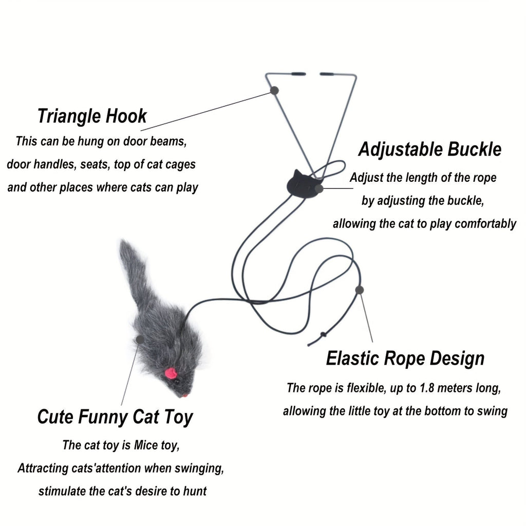 Hanging Cat Toys 2-Pack Adjustable Interactive Teaser Toy for Indoor Cats Kittens Door Knob & Cage Mount Dangling Cat Entertainment Toy Set