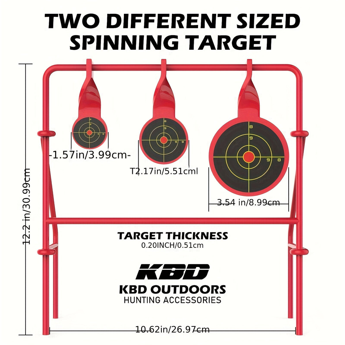 Spinner Shooting Target Stand for .22LR - Triple Steel Spinner Targets Foldable with 15-Pack Bullseye Paper Targets, Outdoor Shooting Practice, Durable Air Strike Target System for Range Training