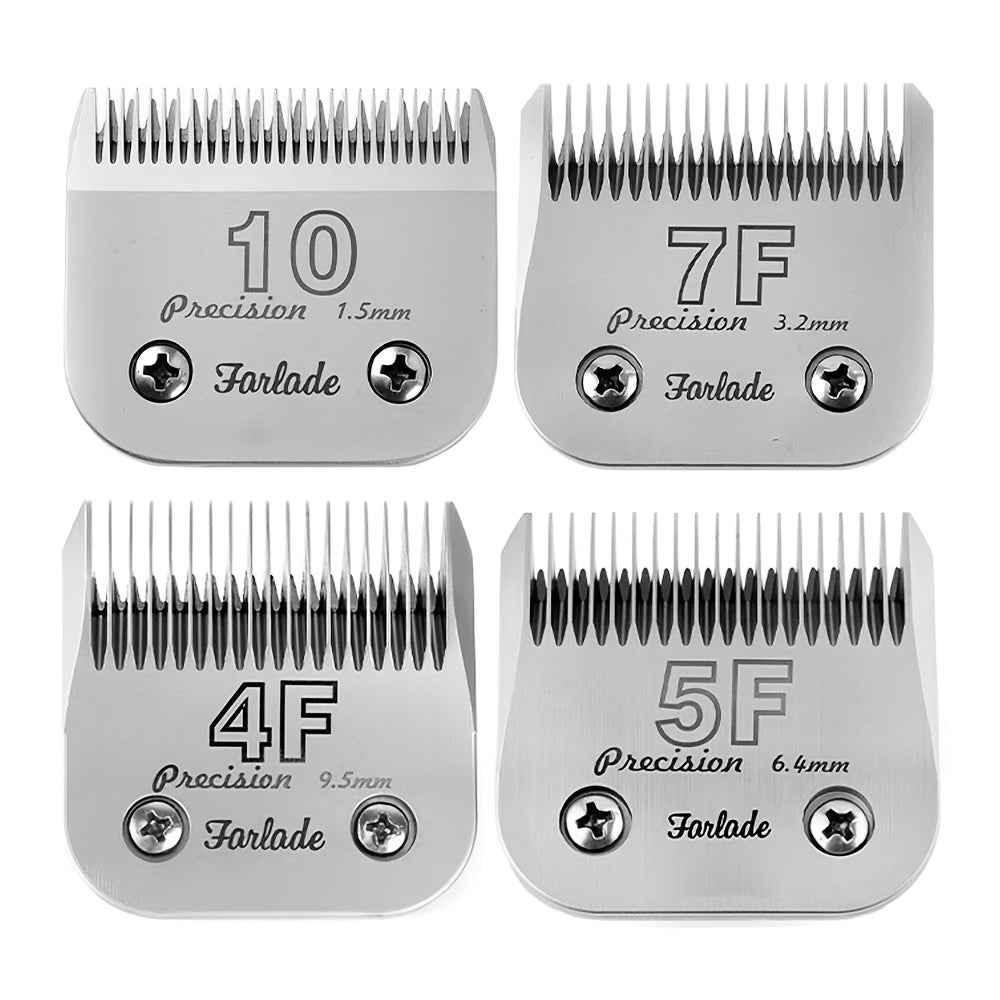 4-Pack A5 Dog Grooming Clipper Blades Set - Detachable Stainless Steel Blades #10 #7F #5F #4F Compatible with Andis Oster Heiniger & All A5 Series Clippers, Professional Pet Grooming Replacement Blades