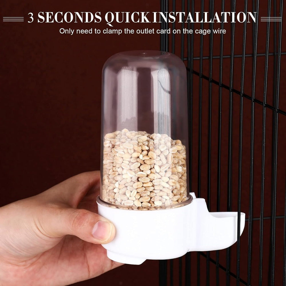 Automatic Bird Feeder with Transparent Water Reservoir 4-Pack - No Battery Self-Feeding Seed & Water Dispenser for Bird Cage - Parrot Parakeet Budgie Cockatiel Hamster Rodent Cage Accessory