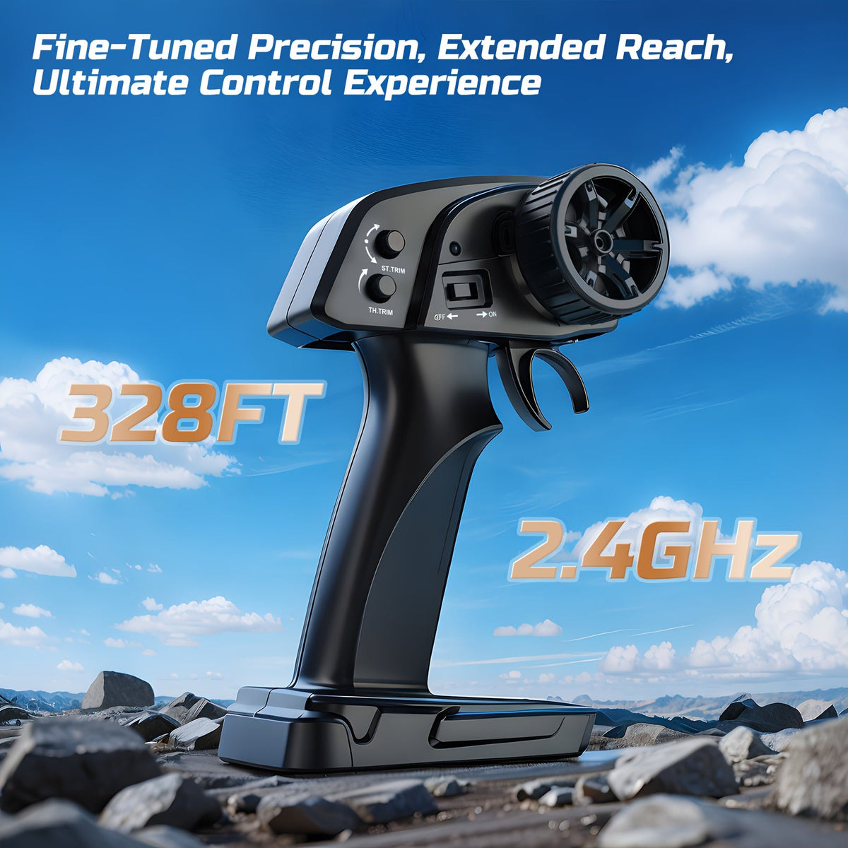 RC Monster Truck 1:16 Scale 42KM/H High Speed 4WD Off-Road Remote Control Car All Metal Drive System Dual 1500mAh Battery LED Headlights Wheelie Bar for Adults Kids