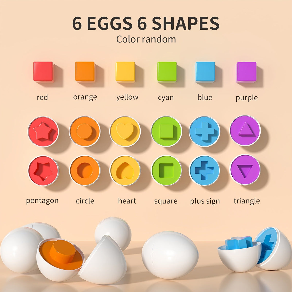 Toddler Easter Eggs Toy Chicken Color Matching Shape Sorter with 6 Colorful Eggs Fine Motor Skills Sensory Educational Learning Toy for Baby Girls Boys Kids Ages 1 2 3 Easter Basket Stuffer Gift