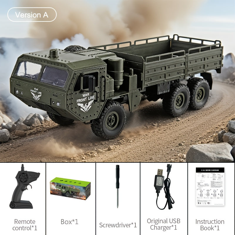 1/12 Scale RC Military Truck 6x6 All-Terrain Crawler with Metal Frame & Dual Differential – Remote Control Heavy Duty Army Truck for Boys, Kids Christmas Gift & Room Decor