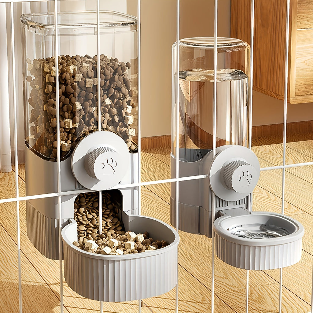 Hanging Cage Pet Feeder & Water Dispenser Set – 2-Piece Gravity Auto Feeding & Drinking Bowl for Cats, Dogs & Rabbits, Large Capacity Cage Mount Food & Water Bowl Combo