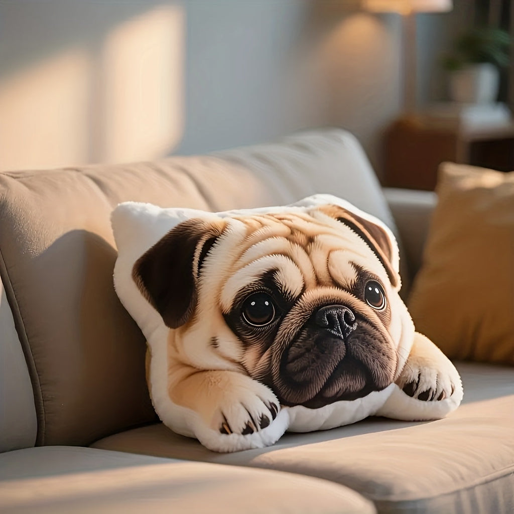 Custom Pet Pillow 3D Printed from Photo - Personalized Shaped Hug Pillow with Your Pet's Face, Soft Plush Stuffed Pillow for Dog & Cat Lovers, Birthday Anniversary & Memorial Gift, 2 Sizes (10"/16")