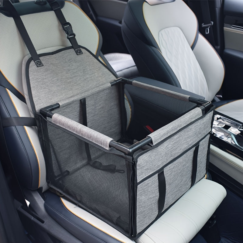 Dog Car Seat Safety Basket Cushion for Small & Medium Dogs - High-Quality Pet Booster Seat with Soft Cushion, Secure Car Dog Basket, 7 Colors: Brown, Gray, Grey, Crimson, Navy Blue, Blue, Stripe