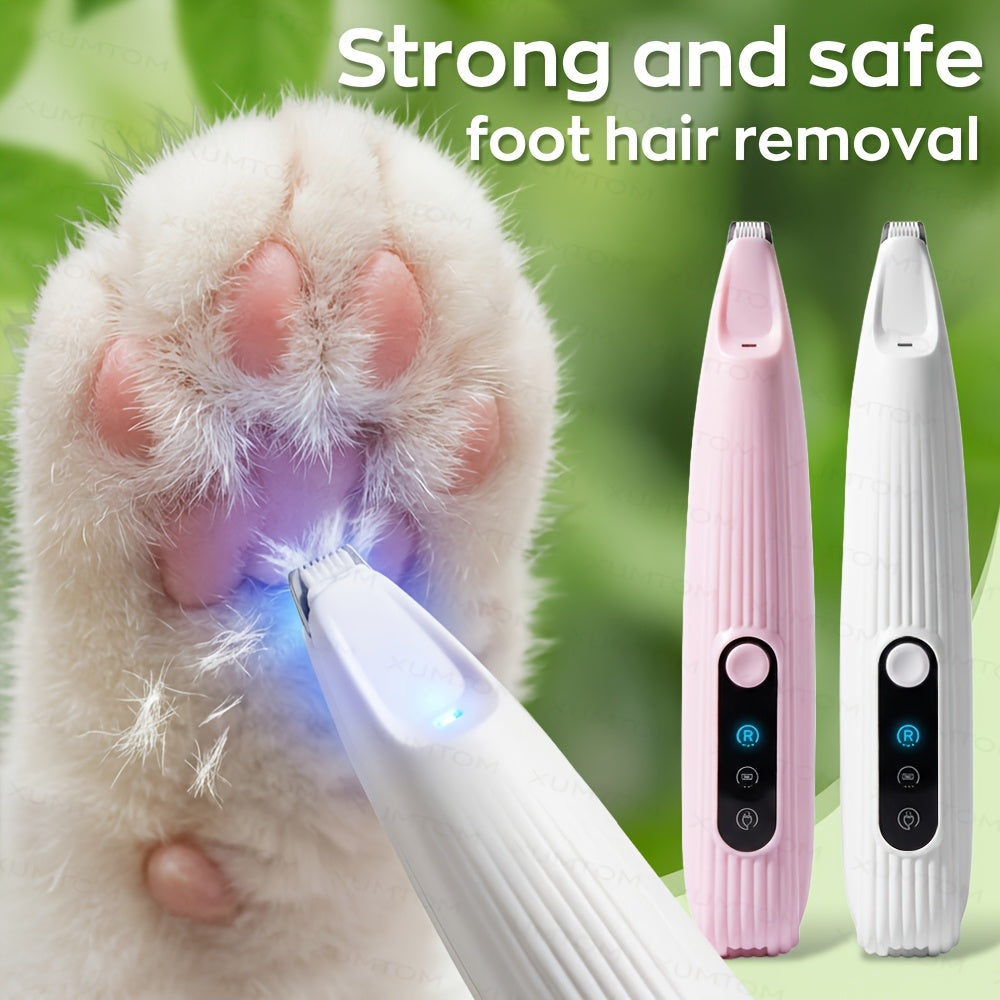 Electric Pet Paw Trimmer with LED Light USB Rechargeable - Low Noise Dog & Cat Grooming Clipper for Paw Hair, Whiskers & Eye Area, Multi-Function Cordless Pet Hair Trimmer for Small Medium Dogs & Cats