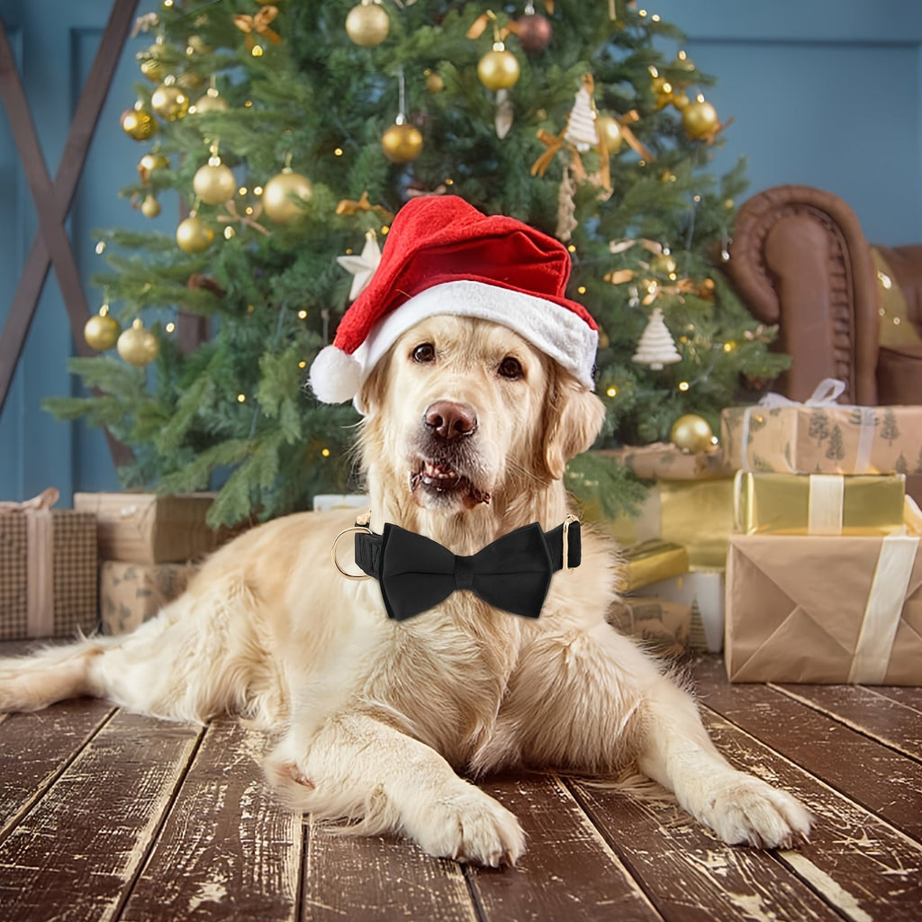 Dog Bowtie Collar Velvet Adjustable with Metal Buckle - Cute Puppy Bow Tie Collar S-XL for Small Medium Large Dogs, 12 Colors, Durable Elegant Dog Gift