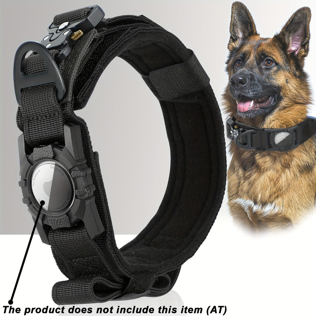 Tactical Dog Collar with GPS Holder - Military Style Heavy Duty Nylon Collar for All Breeds, Adjustable Secure Fit Training Collar, 5 Colors 4 Sizes (M/L/XL) for Large & Medium Dogs