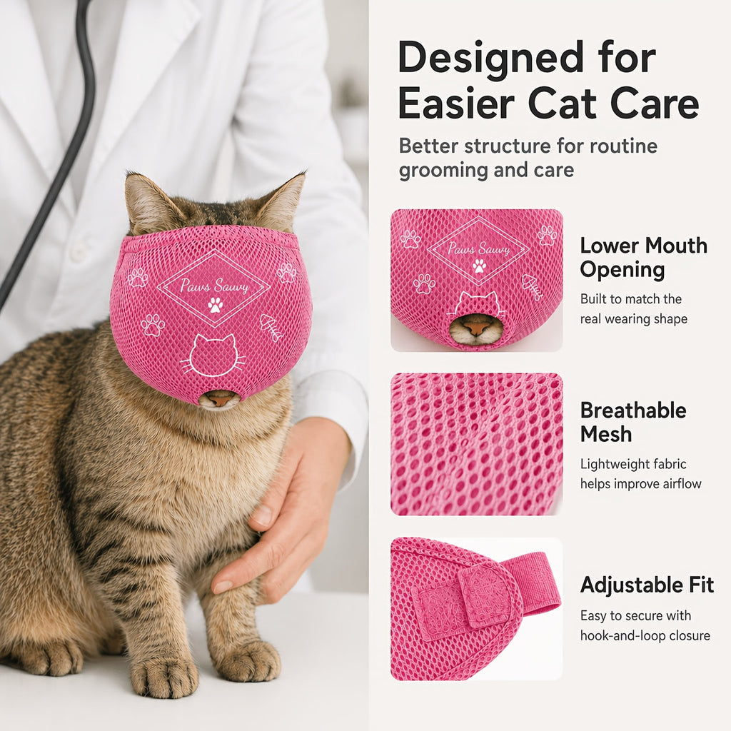 Cat Muzzle for Grooming - Adjustable Breathable Anti-Bite Cat Grooming Mask with Mesh Design, Comfortable Pet Care Hood for Nail Trimming, Bathing, Vet Visits & Cleaning, Christmas Holiday Print Gift