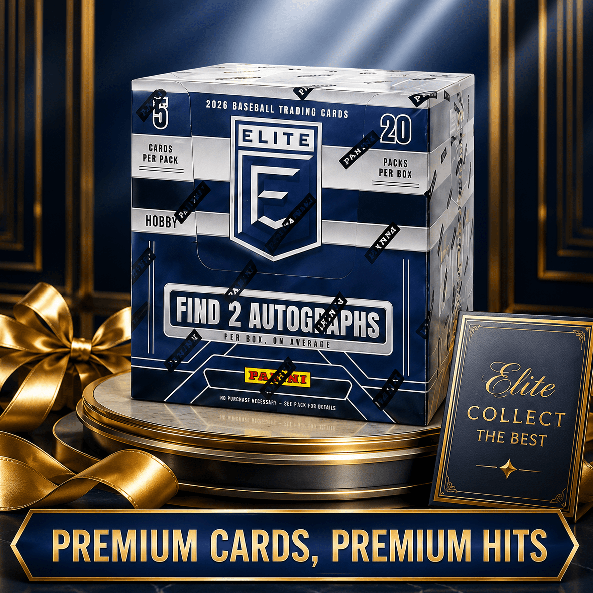 2026 Panini Donruss Elite Baseball Hobby Box – 20 Packs, 2 Autographs Per Box, Kaboom Chase, Memorabilia Cards, Legends & Prospects – Premium Sealed Baseball Trading Card Collector Set